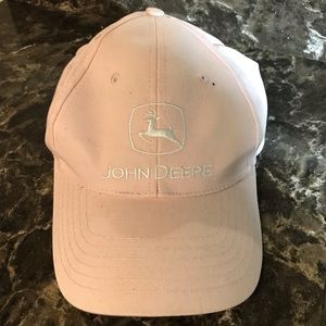 Pale pink John Deere baseball hat